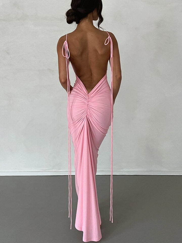 Levoire | Robe Bodycon Dos Nu Avec Volants Rosa