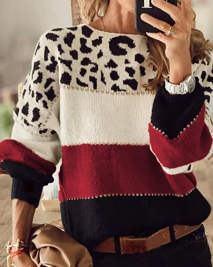 Levoire | Sweat-Shirt Rayé Avec Motif Léopard