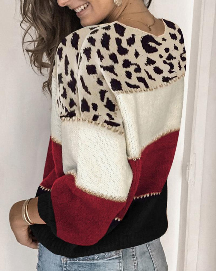 Levoire | Pull Rayé Avec Imprimé Léopard