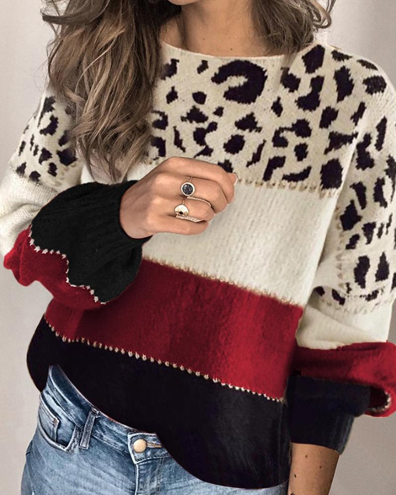 Levoire | Pull Rayé Avec Imprimé Léopard XXL