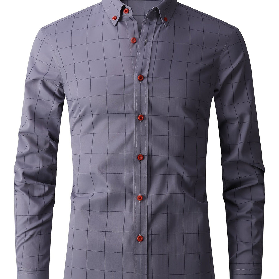 Levoire | Chemise D'Affaires À Carreaux À Manches Longues