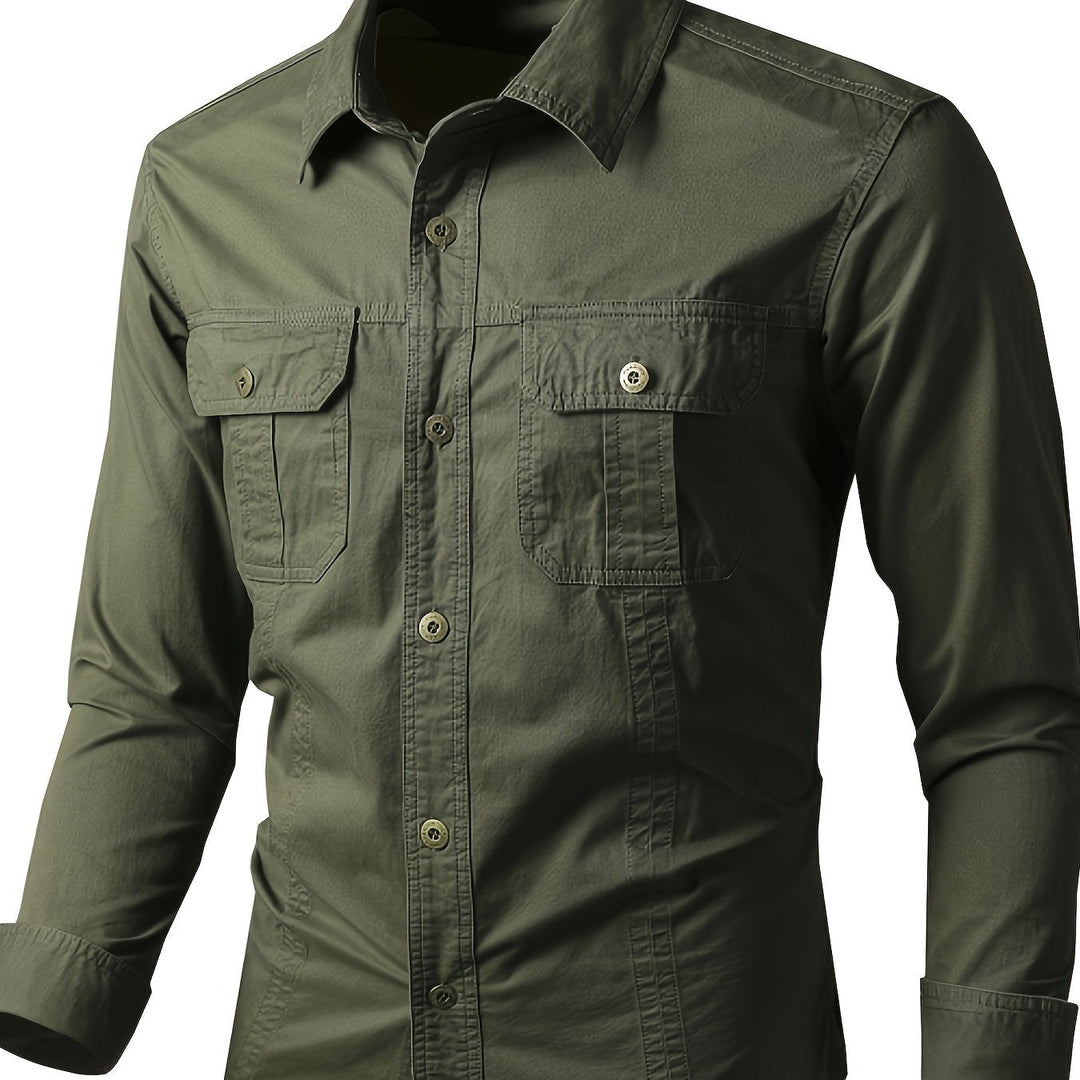 Levoire | T-Shirt De Travail Décontracté En Coton À Manches Longues Olive vert 1