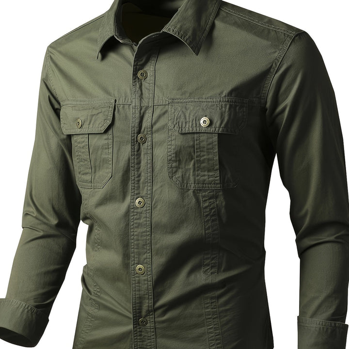 Levoire | T-Shirt De Travail Décontracté En Coton À Manches Longues Olive vert 1
