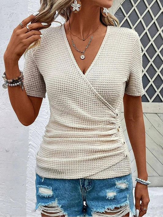 Levoire | T-Shirt Élégant À Col En V Et Manches Courtes