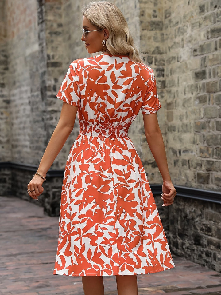 Levoire | Robe Midi Pour Femmes À Motif Floral Avec Des Détails Froncés