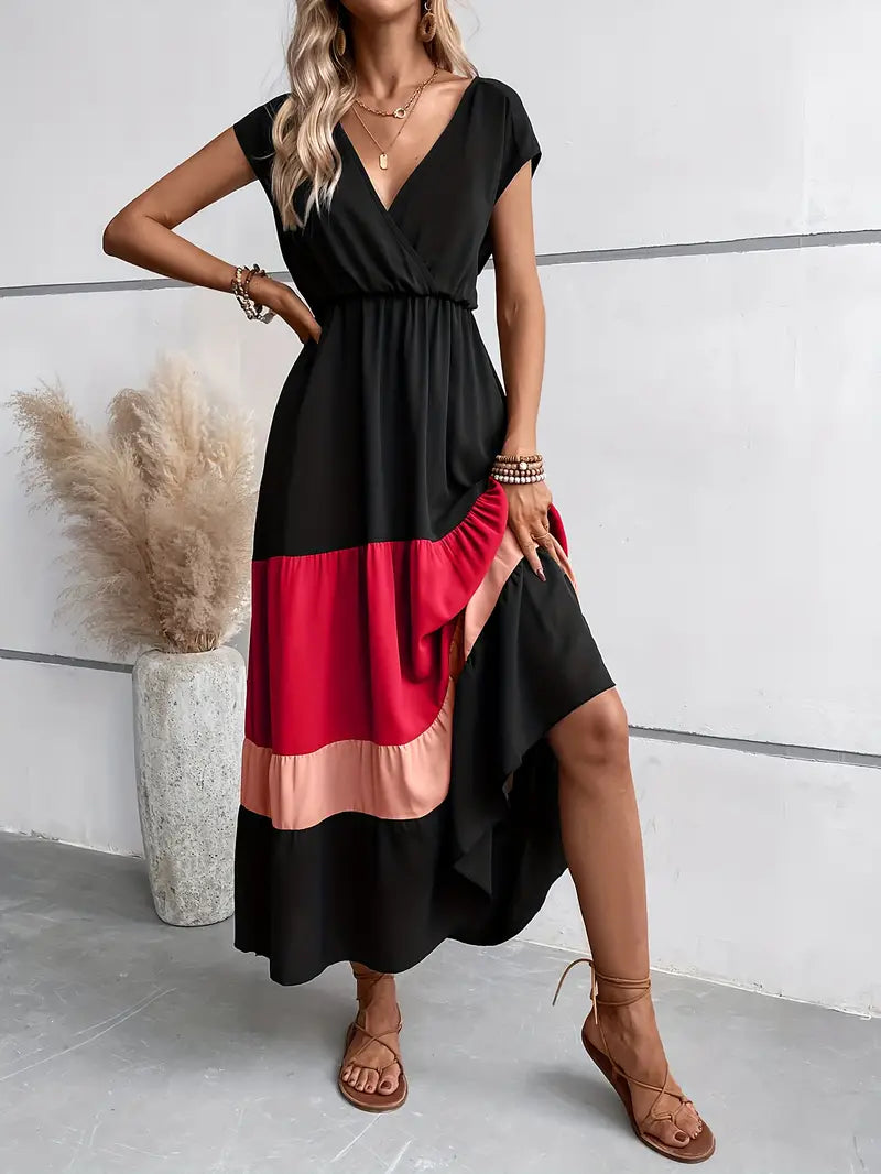 Levoire | Robe Plissée À Blocs De Couleurs Rose rot