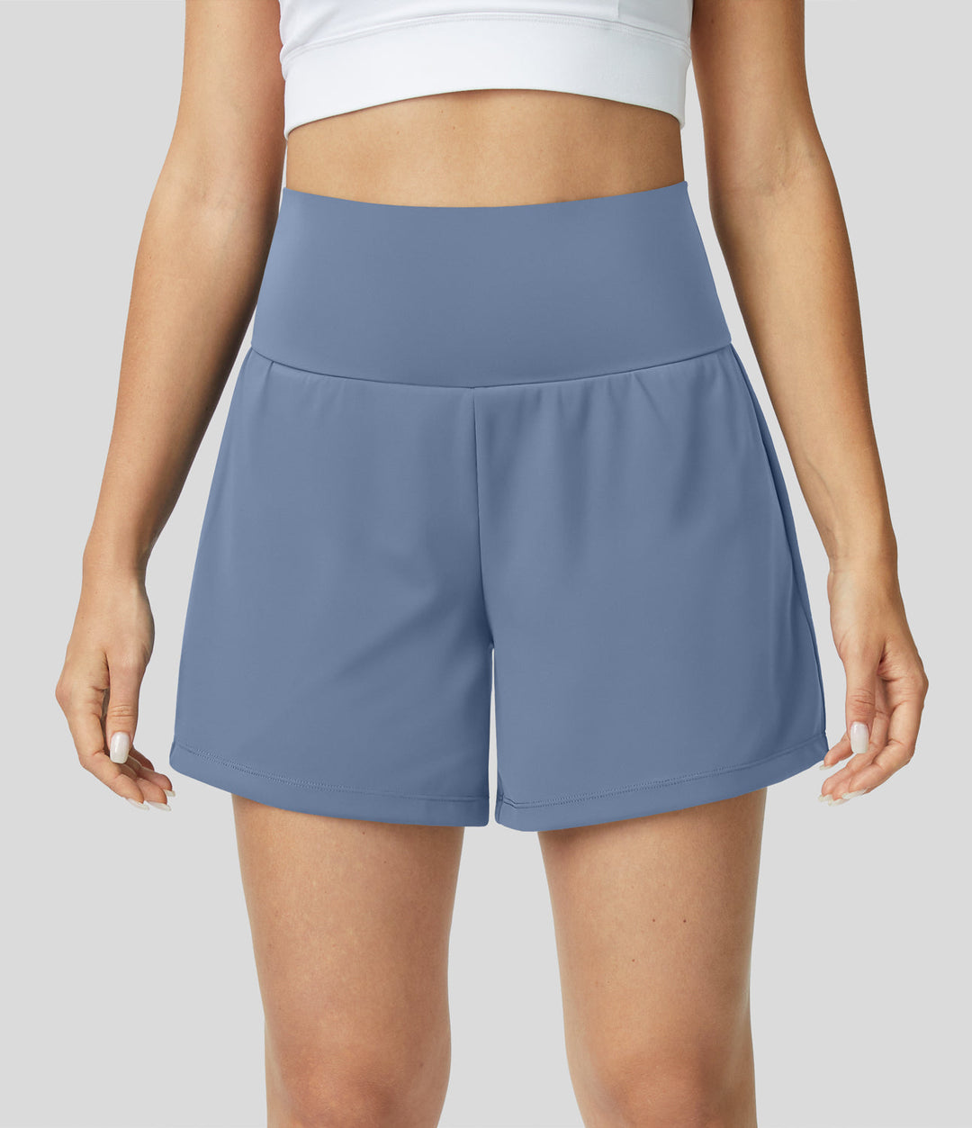 Levoire | Short De Yoga 2-En-1 Taille Haute Bleu Pierre