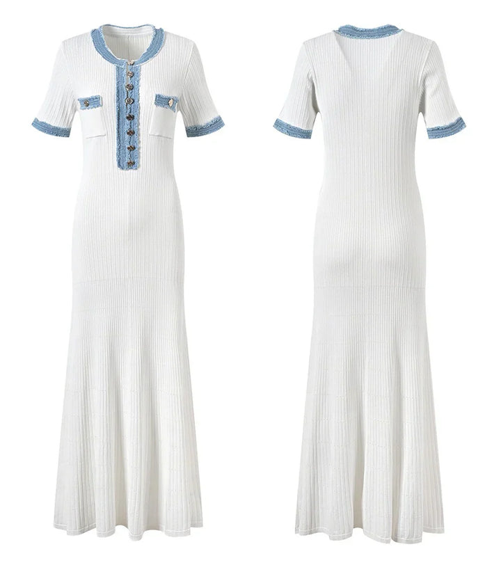 Levoire | Robe Midi En Tricot Et En Denim