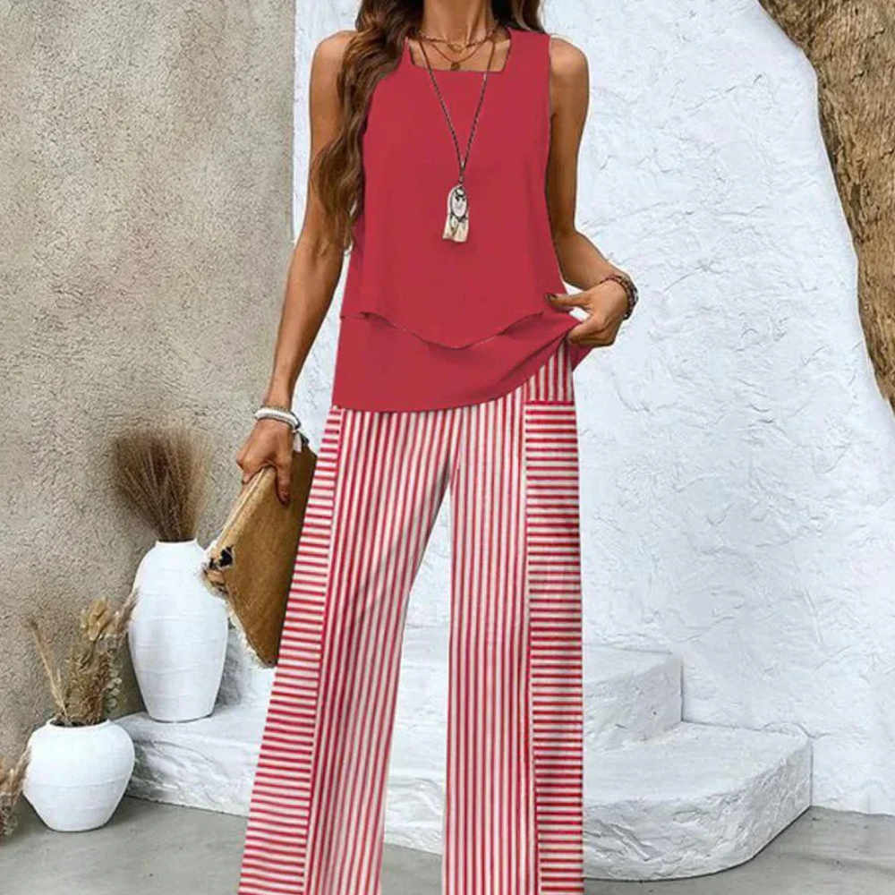 Levoire | Ensemble D'Été Pour Femmes Avec Motifs De Feuilles Rot