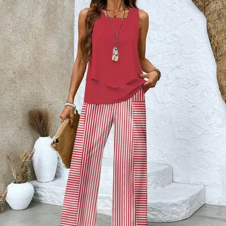 Levoire | Ensemble D'Été Pour Femmes Avec Motifs De Feuilles Rot