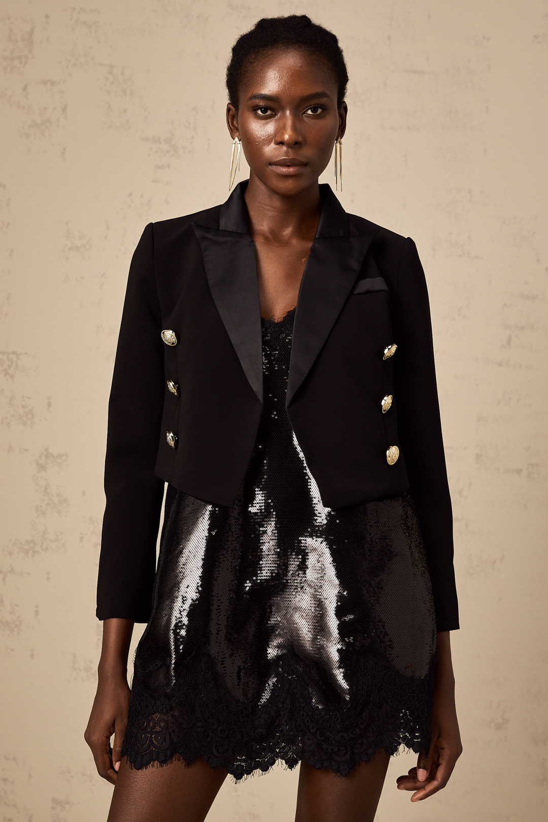 Levoire | Noir Double-Breasted Veste Croisée Bleue