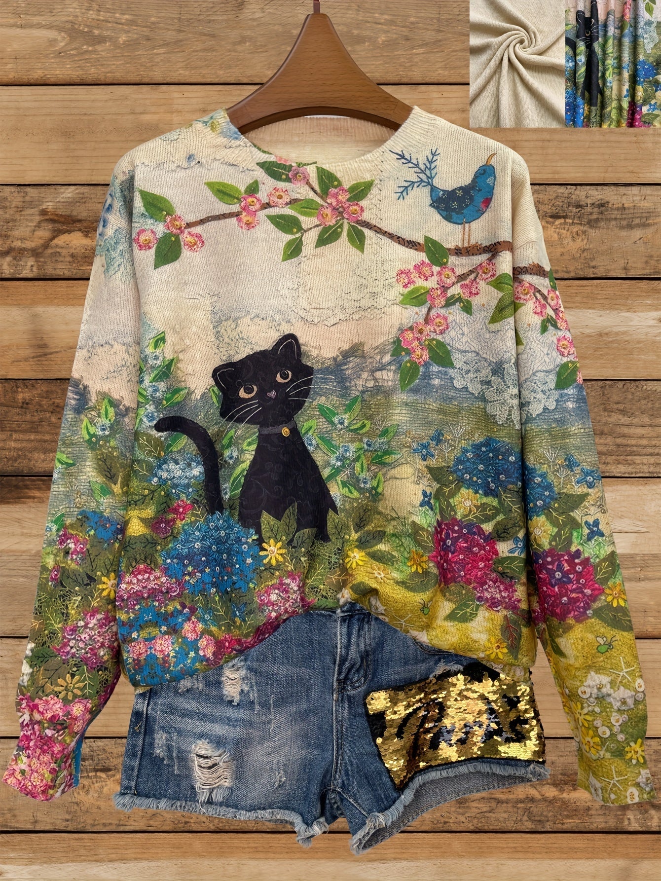 Levoire | Pull À Motifs Col Rond Bleu