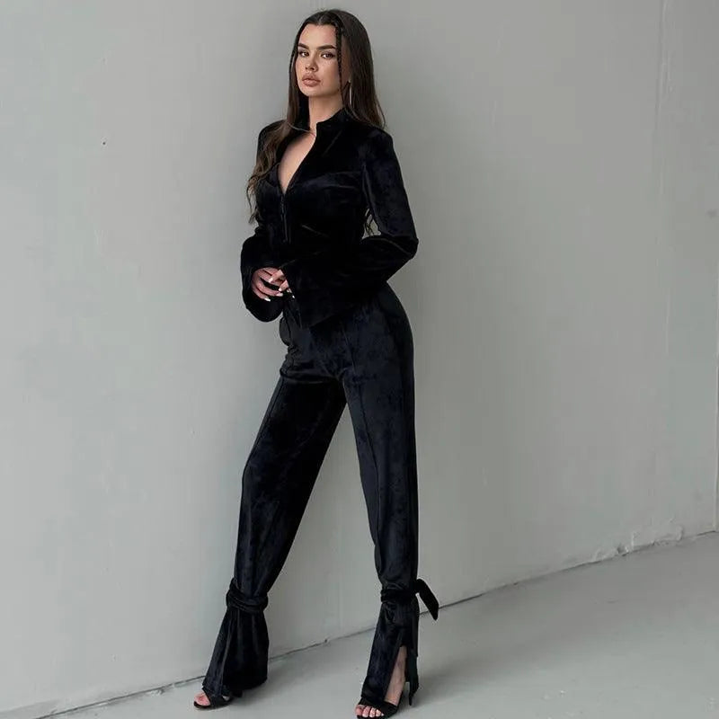 Levoire | Setti pantalon en suédine à manches longues