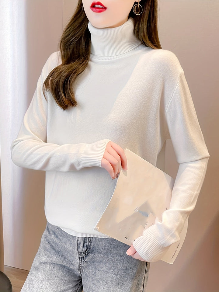 Levoire | Simple Tricot Col Montant À Manches Longues Beige