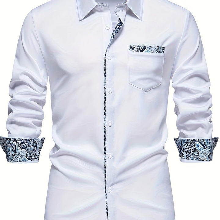 Levoire | Chemise À Col Pour Hommes À Motifs Paisley Blanc