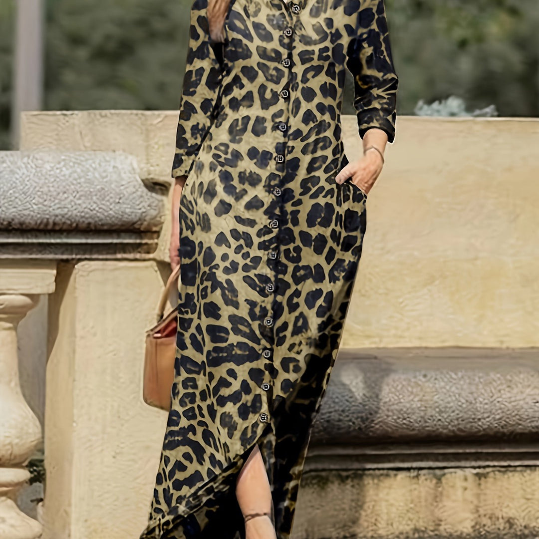 Levoire | Robe Maxi Avec Imprimé Léopard Et Boutons
