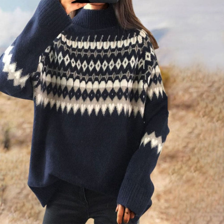Levoire | Pull Géométrique Bleu À Manches Longues