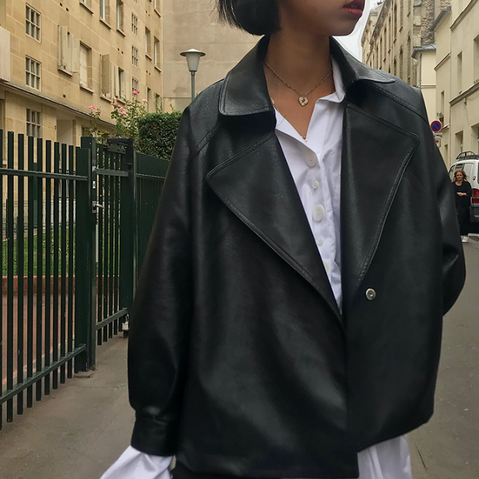 Levoire | Veste En Cuir Synthétique Élégante Noir
