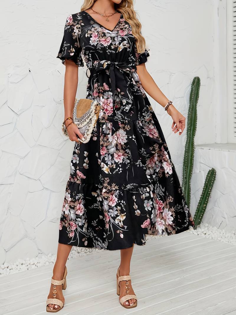 Levoire | Robe À Manches Courtes Avec Imprimé Floral