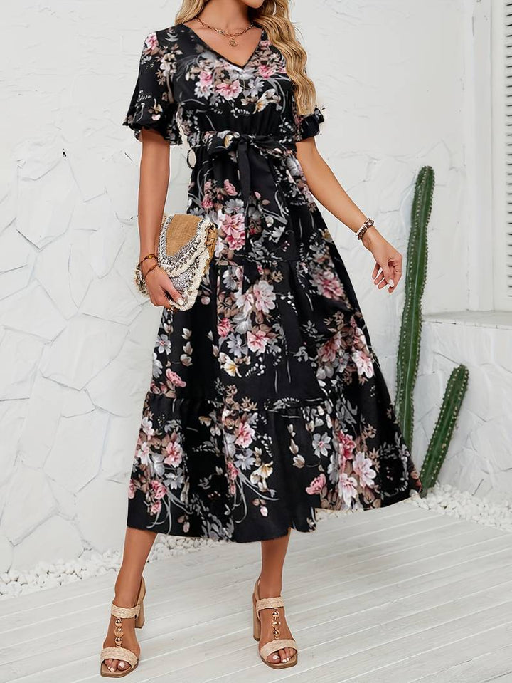 Levoire | Robe À Manches Courtes Avec Imprimé Floral