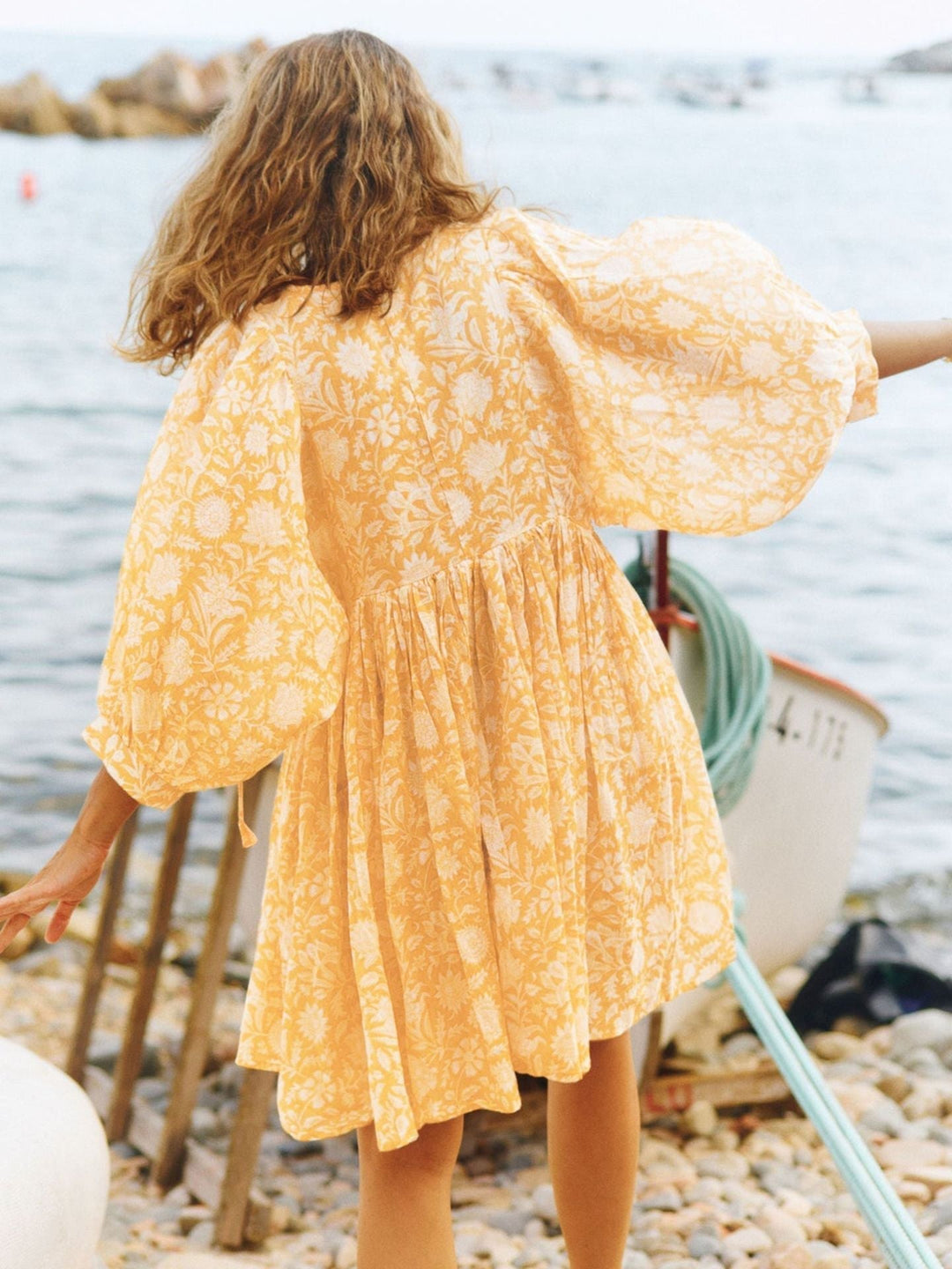 Levoire | Robe Courte Florale À Manches Bouffantes