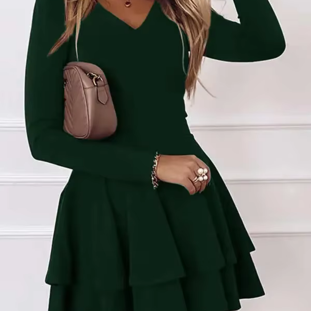 Levoire | Robe courte avec volants et manches longues Vert
