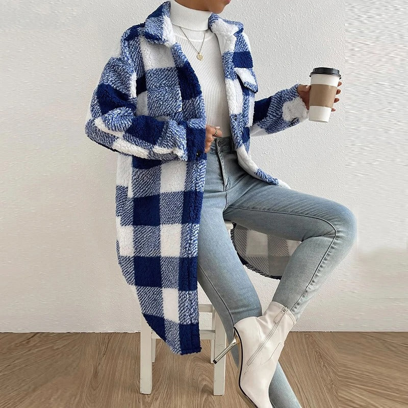 Levoire | Chemise À Carreaux En Teddyfleece Bleu