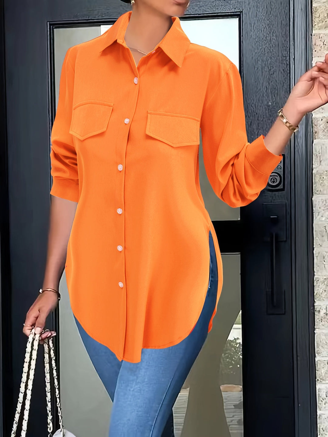 Levoire | Simple Unicolore Chemise Orange