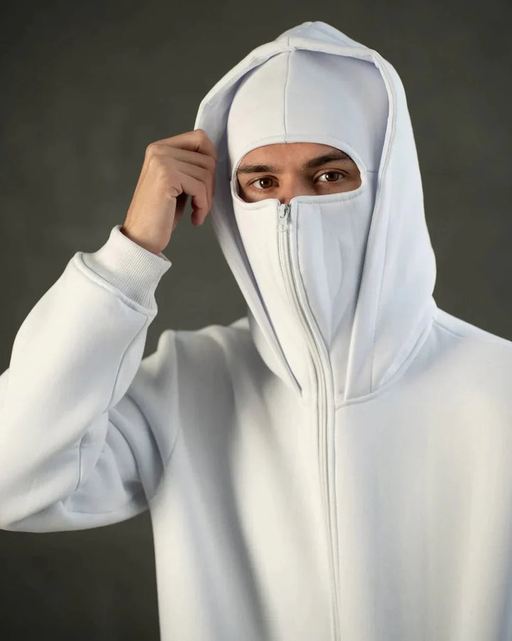 Levoire | Balaclava Sweat À Capuche Avec Zip Blanc