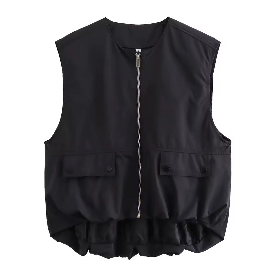 Levoire | Style Sans Manches Veste Avec Fermeture Éclair Noir