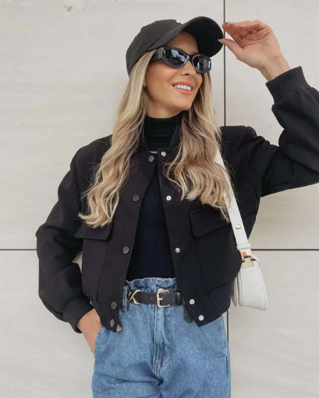 Levoire | Femmes Veste Bomber Croppée Chic Veste Tendance pour Femmes