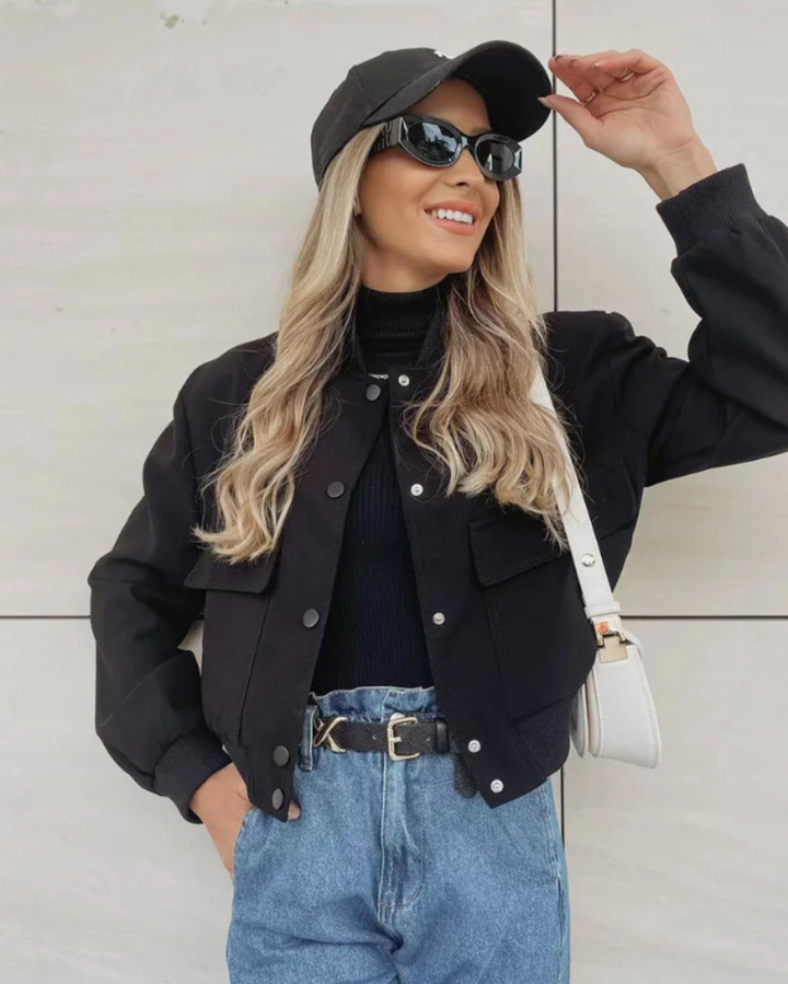 Levoire | Femmes Veste Bomber Croppée Chic Veste Tendance pour Femmes
