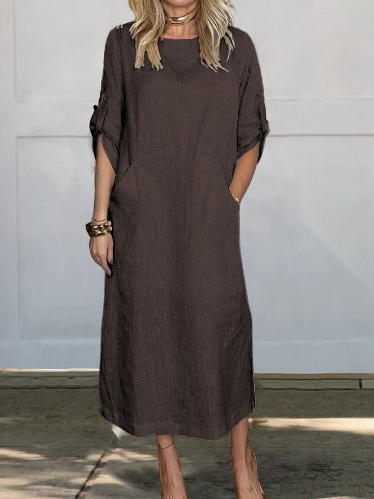 Levoire | Robe En Lin Monochrome Confortable Braun