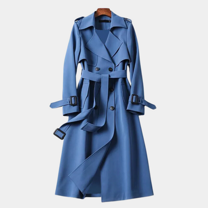 Levoire | Long Trench Coat Femmes Chaud Bleu