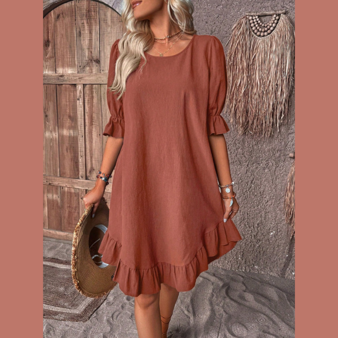 Levoire | Robe d'été avec volants Marroncino