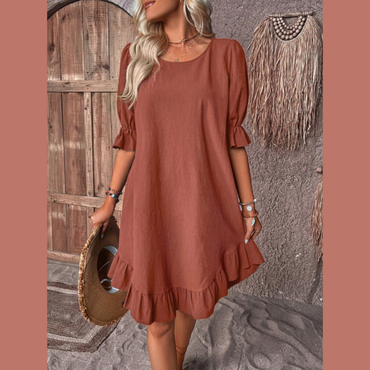 Levoire | Robe d'été avec volants Marroncino