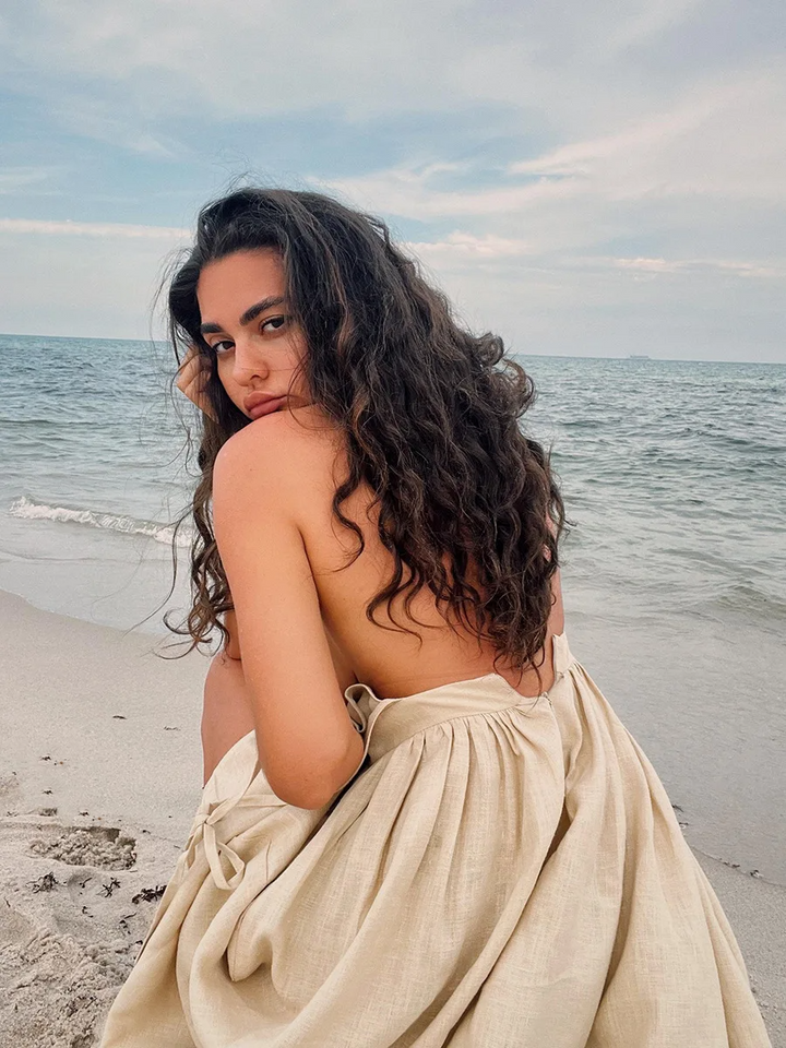 Levoire | Vestido de playa de algodón/lino : estilo vintage
