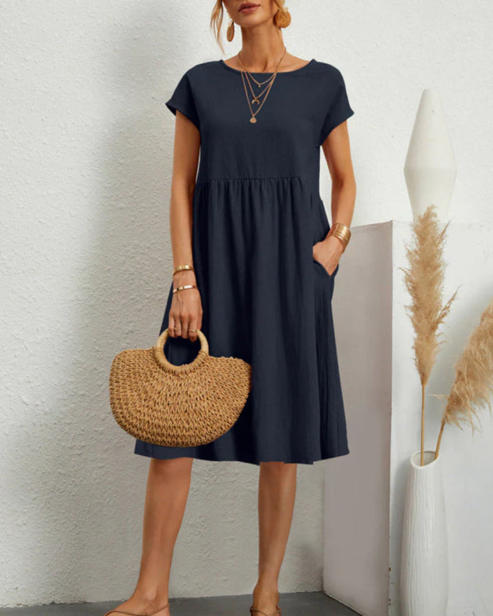 Levoire | Robe Midi À Encolure Ronde Et Poches Marine bleu