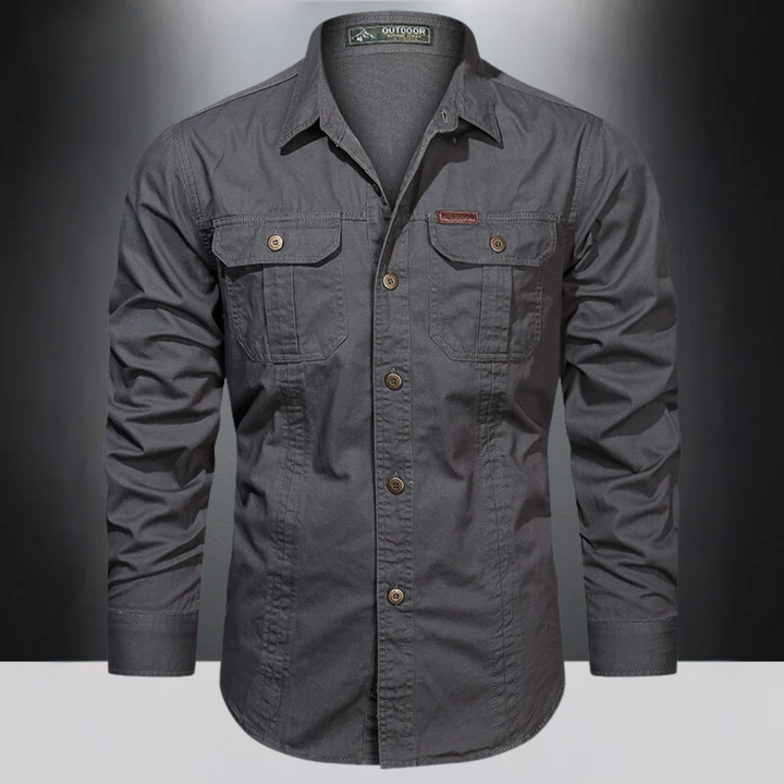 Levoire | Chemise Pour Hommes Avec Boutons, Adaptée À La Fois Pour La Détente Et Les Activités En Extérieur Gris Foncé