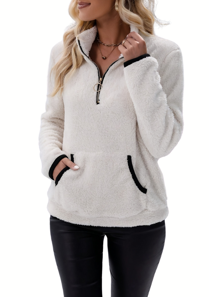 Levoire | Veste polaire col montant zippé manches longues Blanc