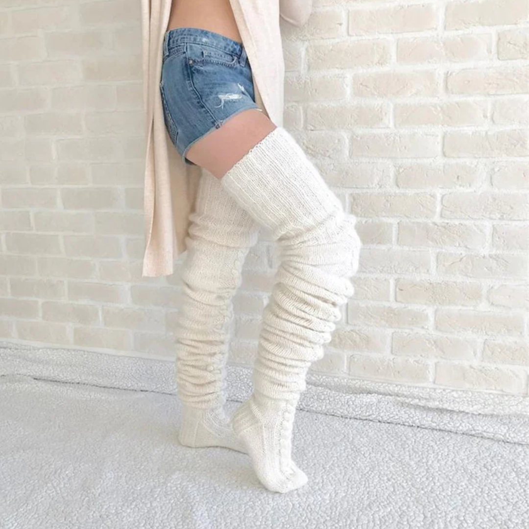 Levoire | Chaussettes Genou Haute Performance Blanc Une taille convient à tous