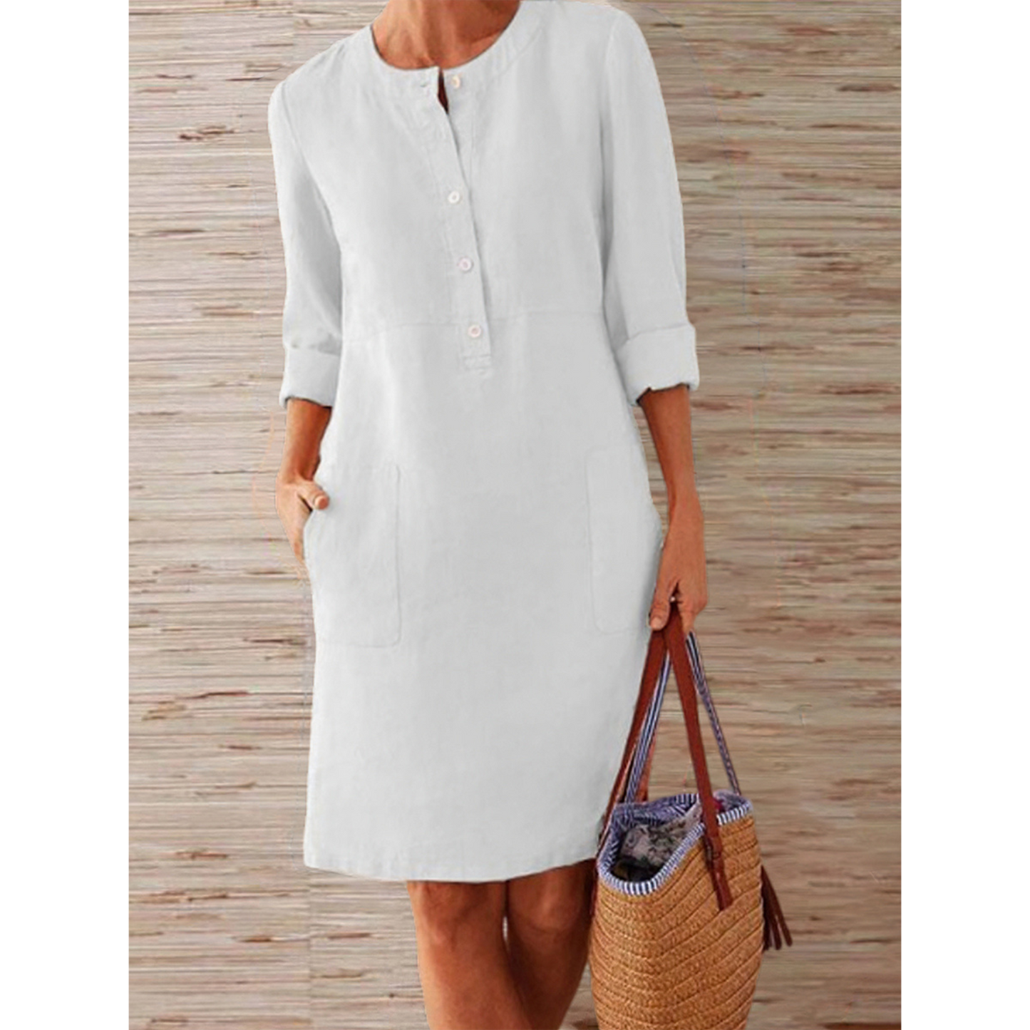 Levoire | Robe En Coton Et Lin Simple Blanc