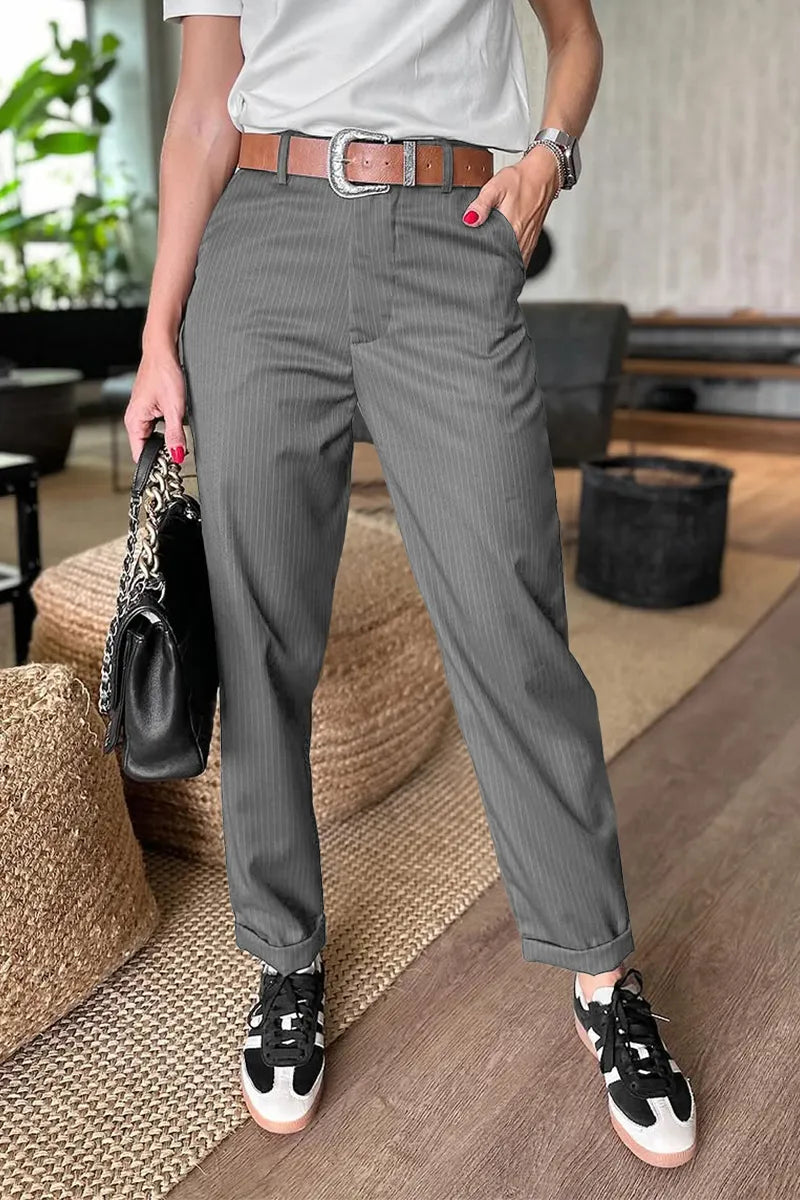 Levoire | Pantalon De Costume Élégant À Rayures Gris