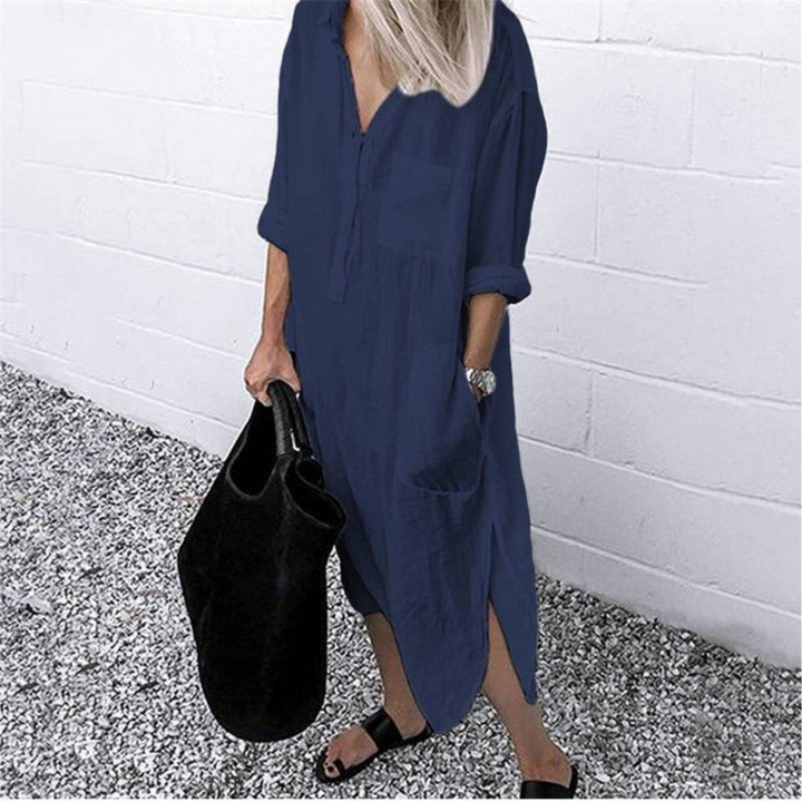 Levoire | Élégant Robe D'Été Longue bleu foncé