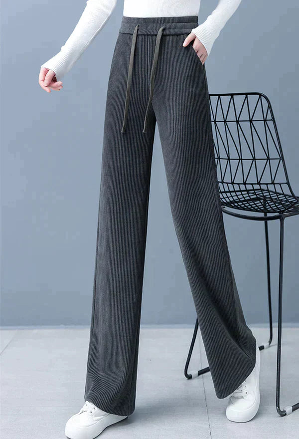 Levoire | Pantalons droits unicolores à jambe large Gris