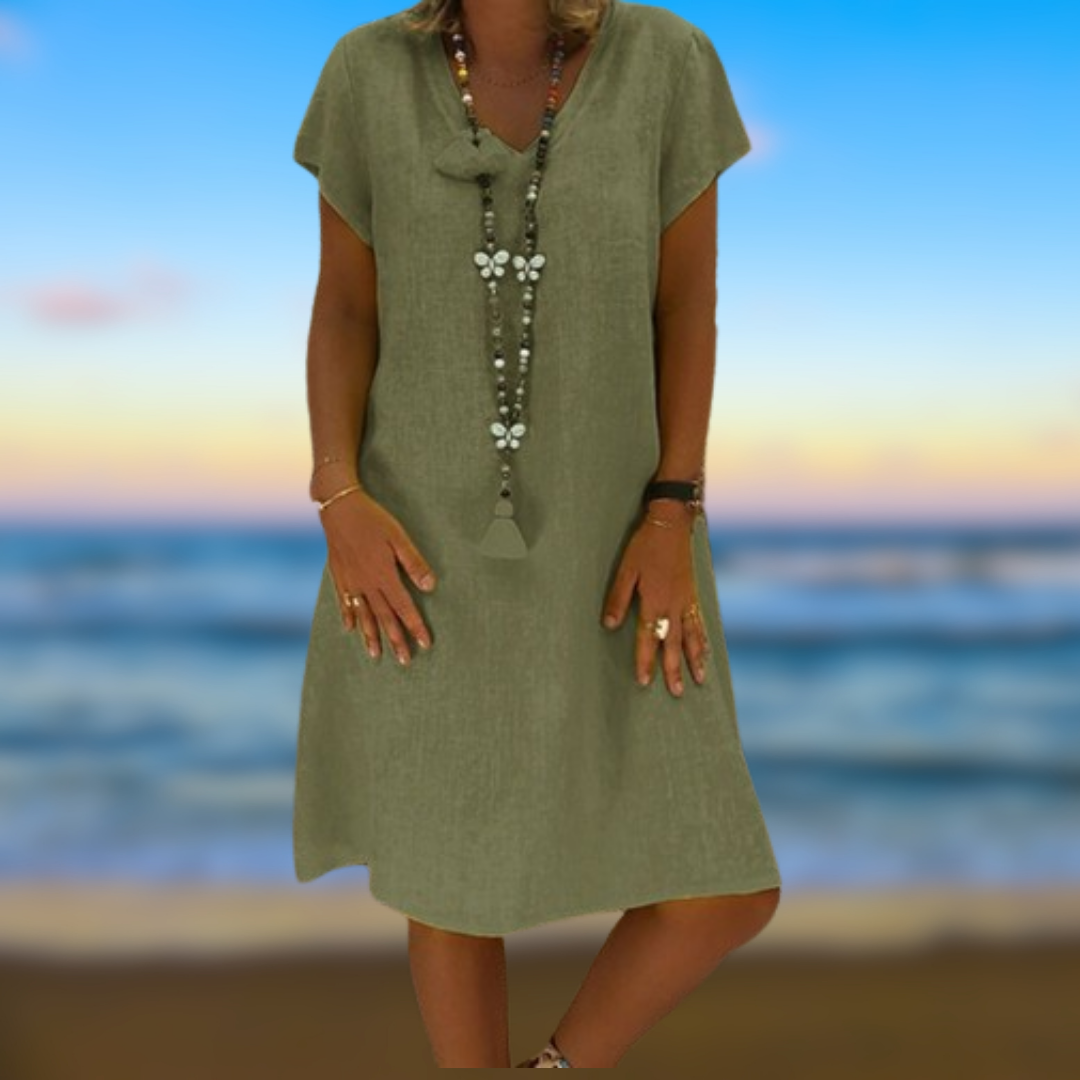 Levoire | Robe chic avec décolleté en V Vert Militaire