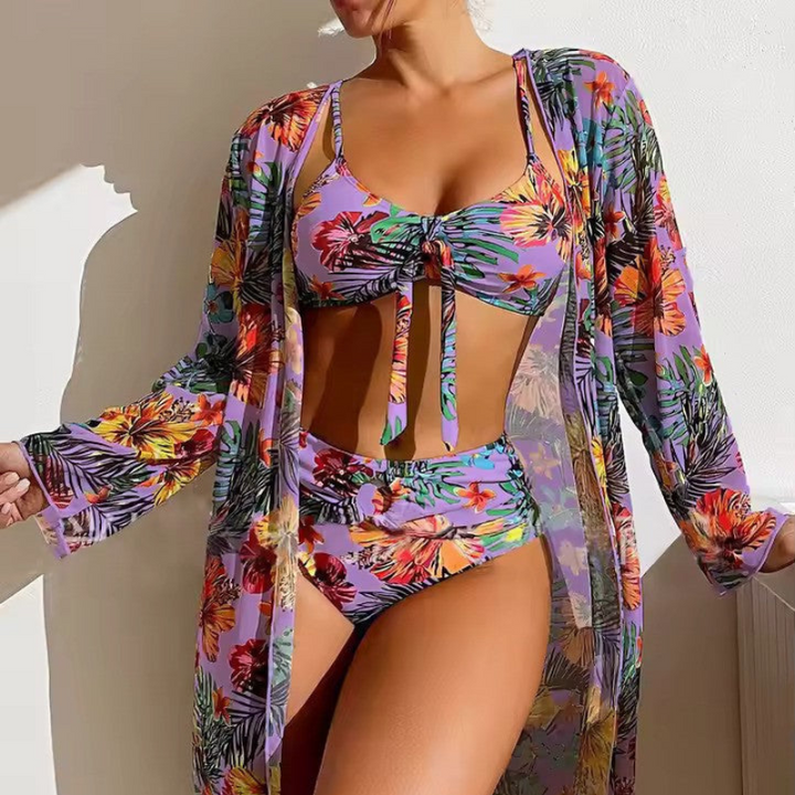 Levoire | Femmes Ensemble de Bikini à la Mode 3 Pièces avec Couverture Élégante Lilas