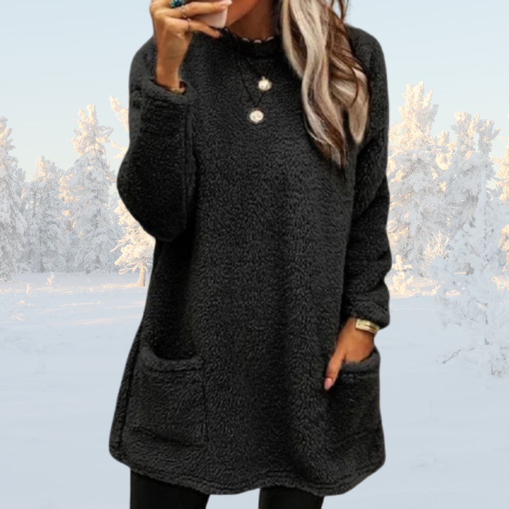 Levoire | Pull Plus Long Avec Fleece Sherpa Pour Femmes Noir