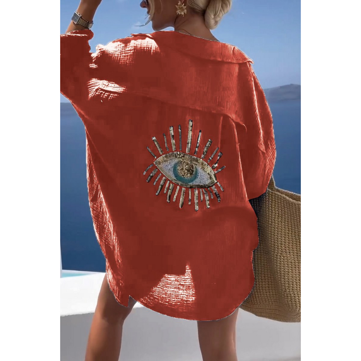 Levoire | Chemise Surdimensionnée Boutonnée Pour - Femmes - Coupe Ample Orange