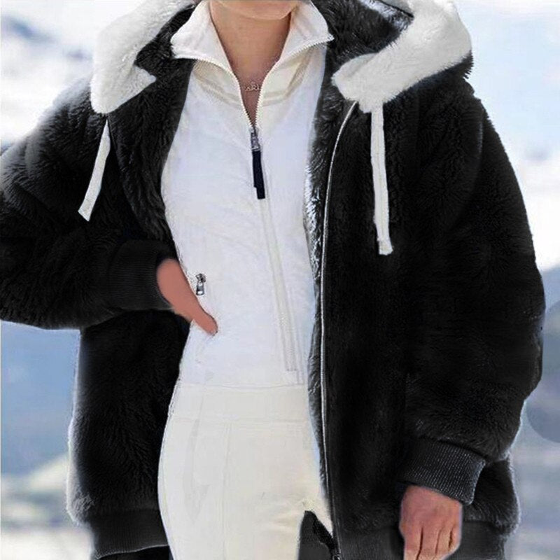 Levoire | La Veste À Capuche Plüsch Hiver Confort Noir
